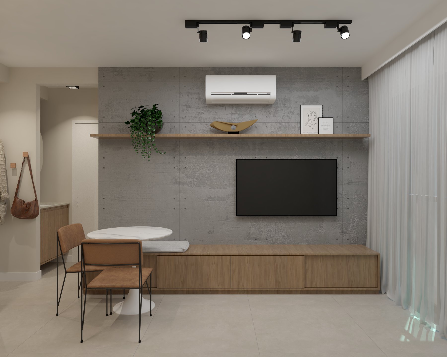 Render de sala de estar